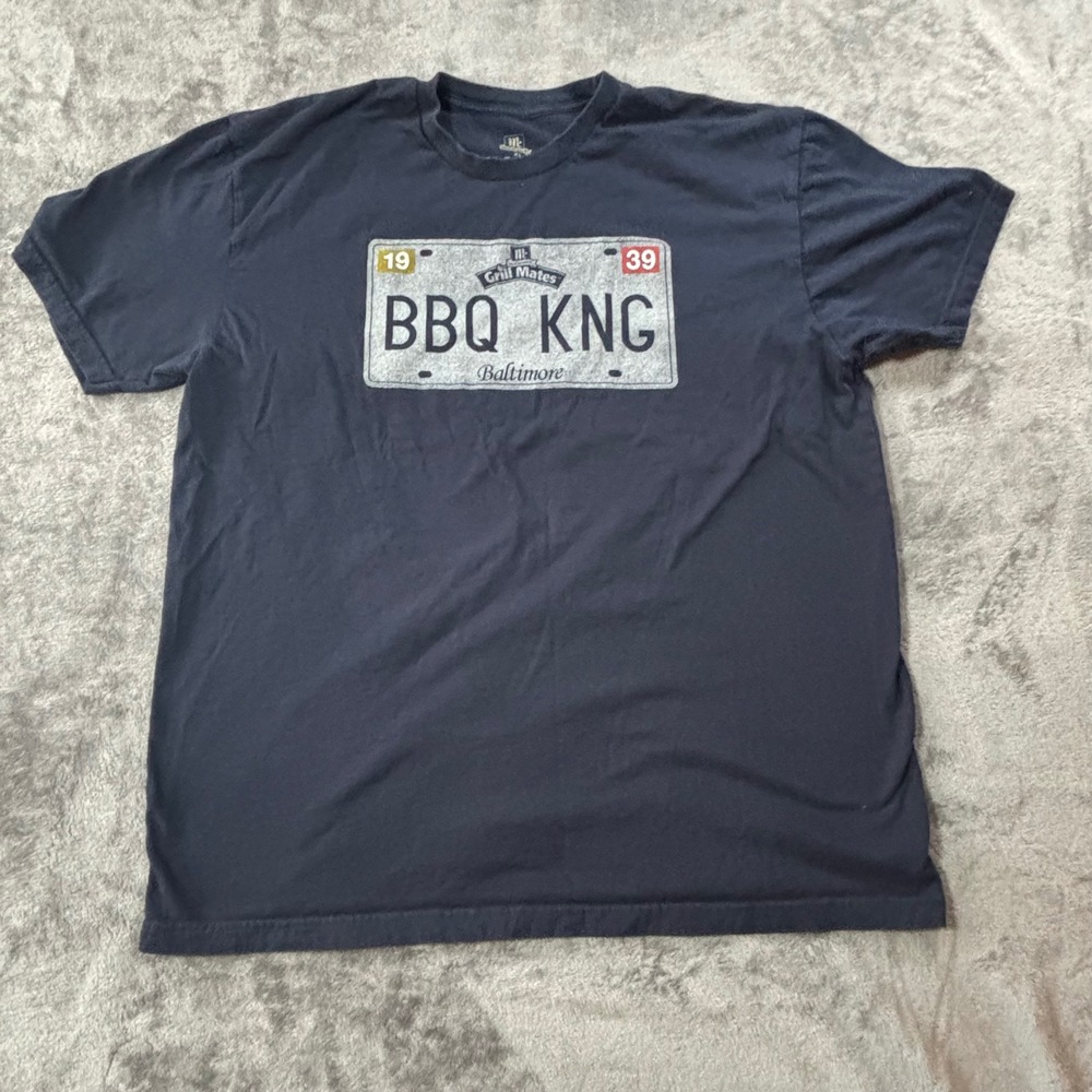McCormick Grill Mates BBQ KNG Baltimore T-Shirt Mens XL Navy Blue Cotton Tee